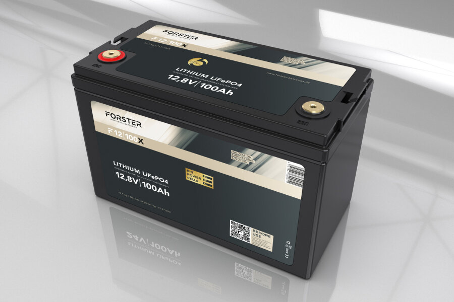 12,8V Lithium 100Ah LiFePO4 Premium Batterie | 200A-BMS-2.0 | 1280Wh | IP67